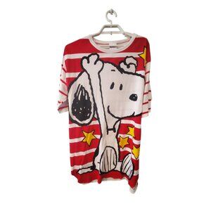 Snoopy nwt vintage nightshirt nightgown womens one size USA white red striped